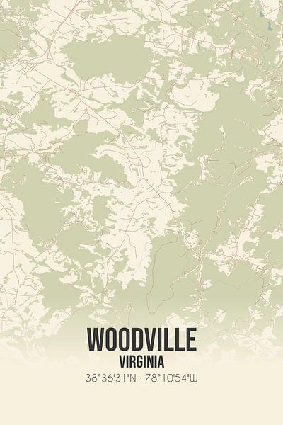 Vintage map of Woodville (Virginia), USA. by Prints of Place