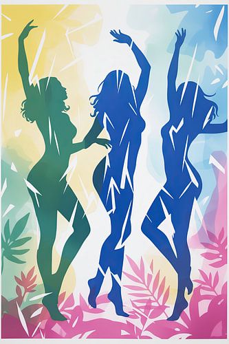 Drie naakte vrouwen in dans | Digitale energie