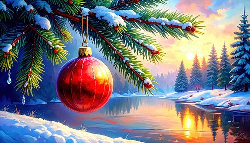 Kerstmis - een zwevend avondmoment tussen winterse stilte, de gloed van lichtjes en de stille belofte van een feestelijke, hoopvolle tijd