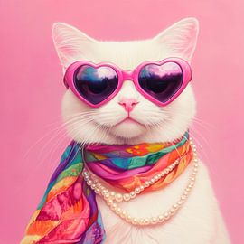 Stylische Katze in Herzbrille von Poster Art Shop