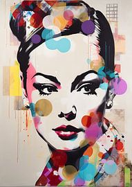 Vrouw portret pop-art van Jan Bechtum
