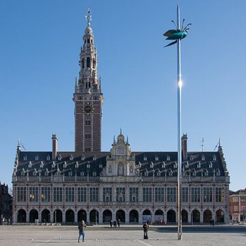Ladeuzeplein Leuven with university library, square by Manuel Declerck