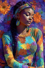 Kunst Frau mit Blumen von Egon Zitter