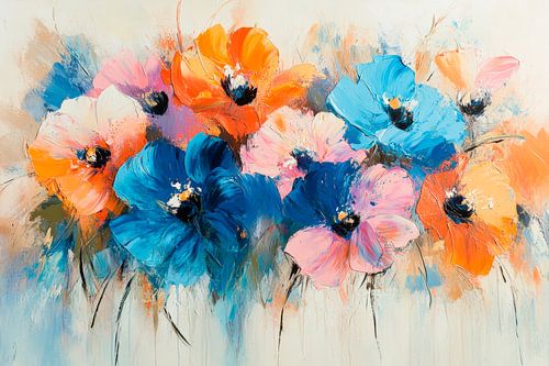 Kleurrijke bloemenzee in pastelkleuren