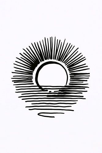 Zwarte en witte minimalistische zonsopkomst