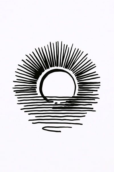Zwarte en witte minimalistische zonsopkomst van Art & Soul Creations