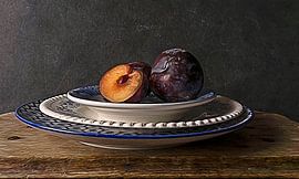 Plums on plates by simone swart