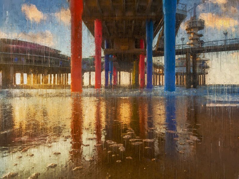 Onder de geschilderde Scheveningse Pier van Arjen Roos