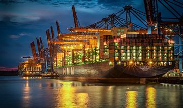 Nachtruhe am Burchardkai – im Licht der Hafenstille von Sabine Wagner