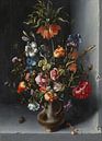 Blumenstillleben mit Kronen-Kaiserfalter in einer Steinnische, Jacob Vosmaer von Meisterhafte Meister Miniaturansicht