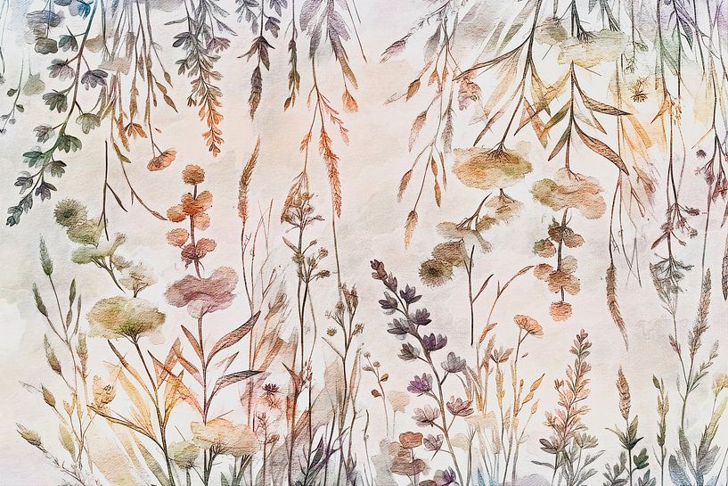 Antique autumn herb meadow in the sunshine by Mad Dog Art