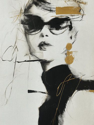 The Sunglasses Muse, modern portrait by Carla Van Iersel