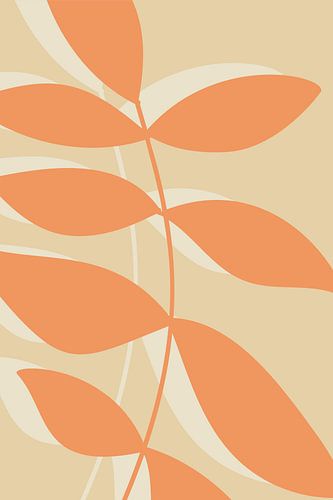 Moderne Botanische Kunst. Abstracte bladeren in warme pastels nr.6