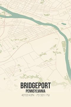Vintage landkaart van Bridgeport (Pennsylvania), USA. van MijnStadsPoster