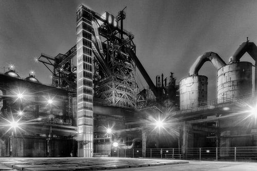 Landschapspark Duisburg in zwartwit