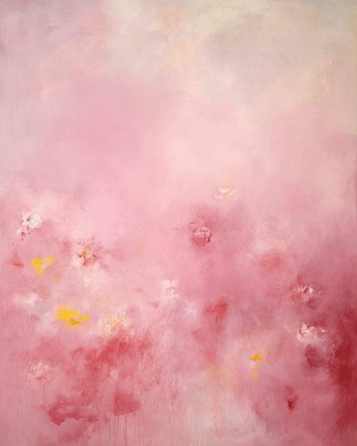 Modern en abstract schilderij in roze