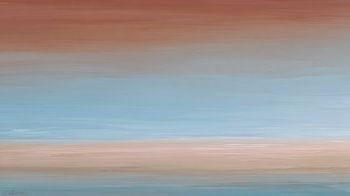 Un ciel rosé au-dessus d'une eau bleu pâle