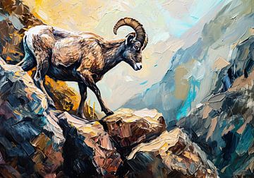 Peinture de la chèvre de montagne sur Caprices d'Art