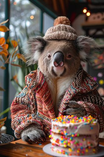 Grappige koala in jaren 60 70 disco party