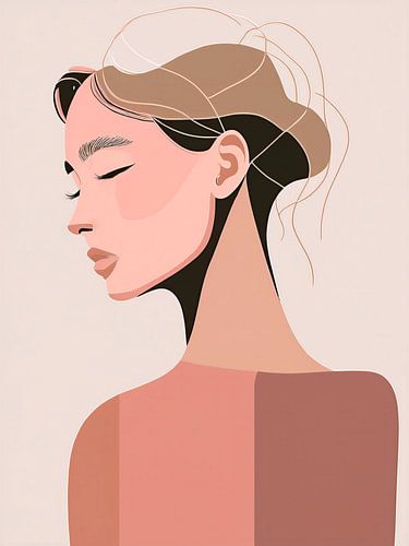 Modernes minimalistisches Porträt einer Frau in warmen Nude-Tönen von STUDIO ARTSY