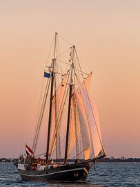 Segelschiff im Sonnenuntergang auf der Hanse Sail in Rostock von Rico Ködder