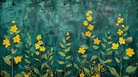 Gelbe Blumen auf grünem Hintergrund