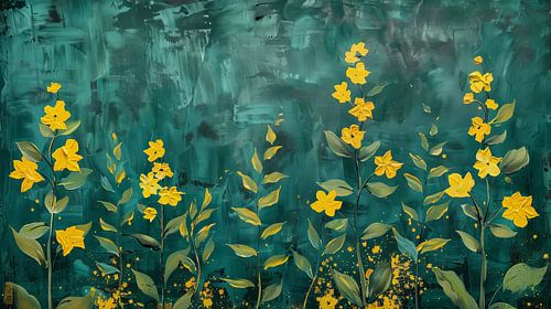 Gele bloemen op een groene achtergrond