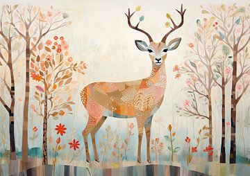 Woodland Deer Malerei von De Mooiste Kunst