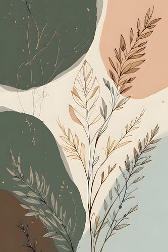 Botanische Silhouetten auf abstrakten Formen