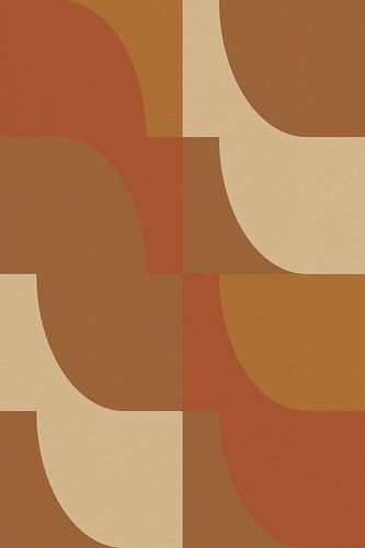 Scandinavische abstracte vormen in terracotta en oranje.