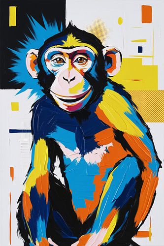 Kleurrijke aap in moderne stijl