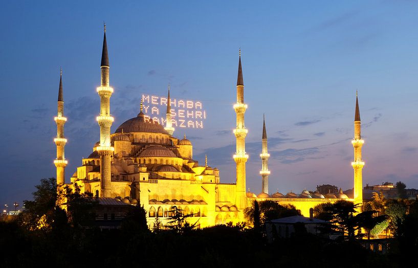 Blue mosque in Istanbul at dusk by Dianne van der Velden