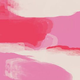 Abstracte kunst in neon- en pastelkleuren. Paars, rood, wit nr. 7 van Dina Dankers