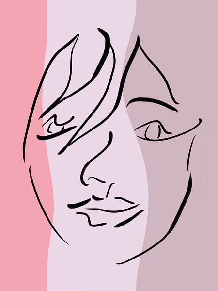Abstract Line drawing Face Woman par Maurice Dawson