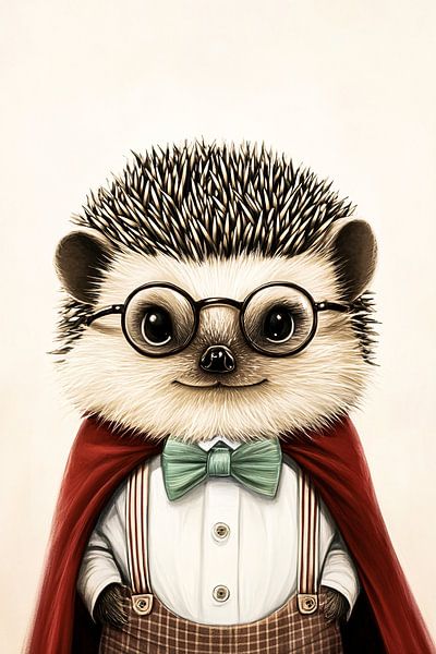Cute hedgehog in colourful outfit by Imperial Art House