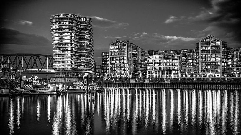 Nijmegen bei Nacht #6 (schwarz-weiß) von Lex Schulte
