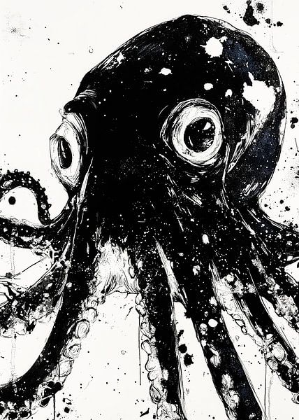 Black drawing octopus #octopus by JBJart Justyna Jaszke