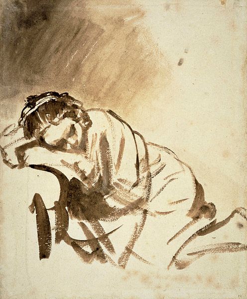 Slapende jonge vrouw (Hendrickje Stoffels), Rembrandt van Rembrandt van Rijn