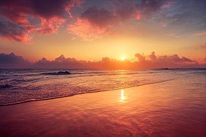 Coucher de soleil sur la plage Illustration de fond d'écran sur Animaflora PicsStock