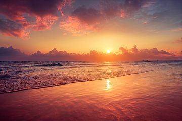 Sonnenuntergang am Strand Wallpaper Illustration von Animaflora PicsStock