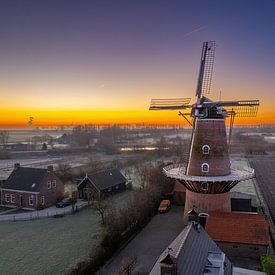 Nederlandse molen bij zonsopkomst van Fotografie in Zeeland