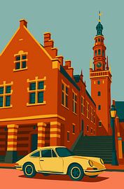 Porsche 911 in historischer niederländischer Straße von Studio Ajuut