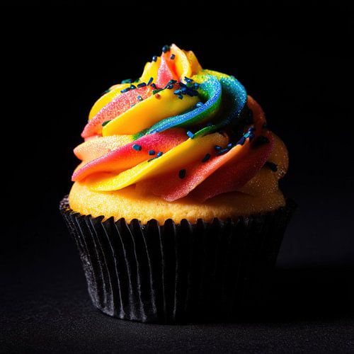 Cupcake gebak blauw-oranje portret