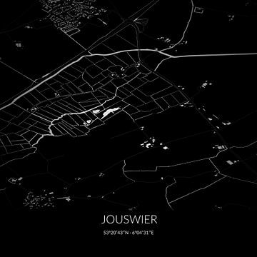 Black-and-white map of Jouswier, Fryslan. by Rezona