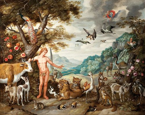 Adam, die de dieren een naam geeft, Jan Breughel, el Joven