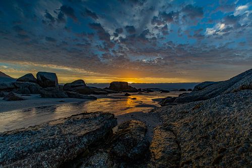 Zonsondergang, Bloubergstrand Beach, Zuid-Afrika