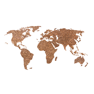 Wereldkaart van echte Koffiebonen | Wandcirkel van WereldkaartenShop