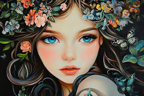 Mädchen mit großen Augen | Mädchen mit Schmetterlingen
