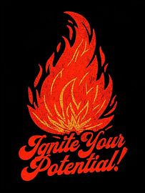 Ignite Your Potential: A Motivational Fire Illustration for Growth and Passion by Artistic