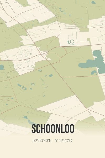 Vintage map of Schoonloo (Drenthe) by Prints of Place
